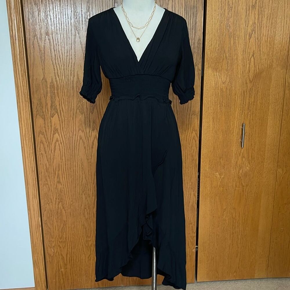 Express Black Elbow Sleeve V-Neck Dress Size S